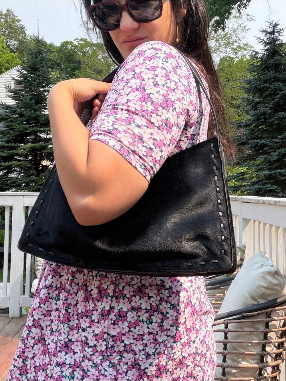 Coach West End Haircalf Medium Hobo 9469 Black Shoulder Bag Y2K